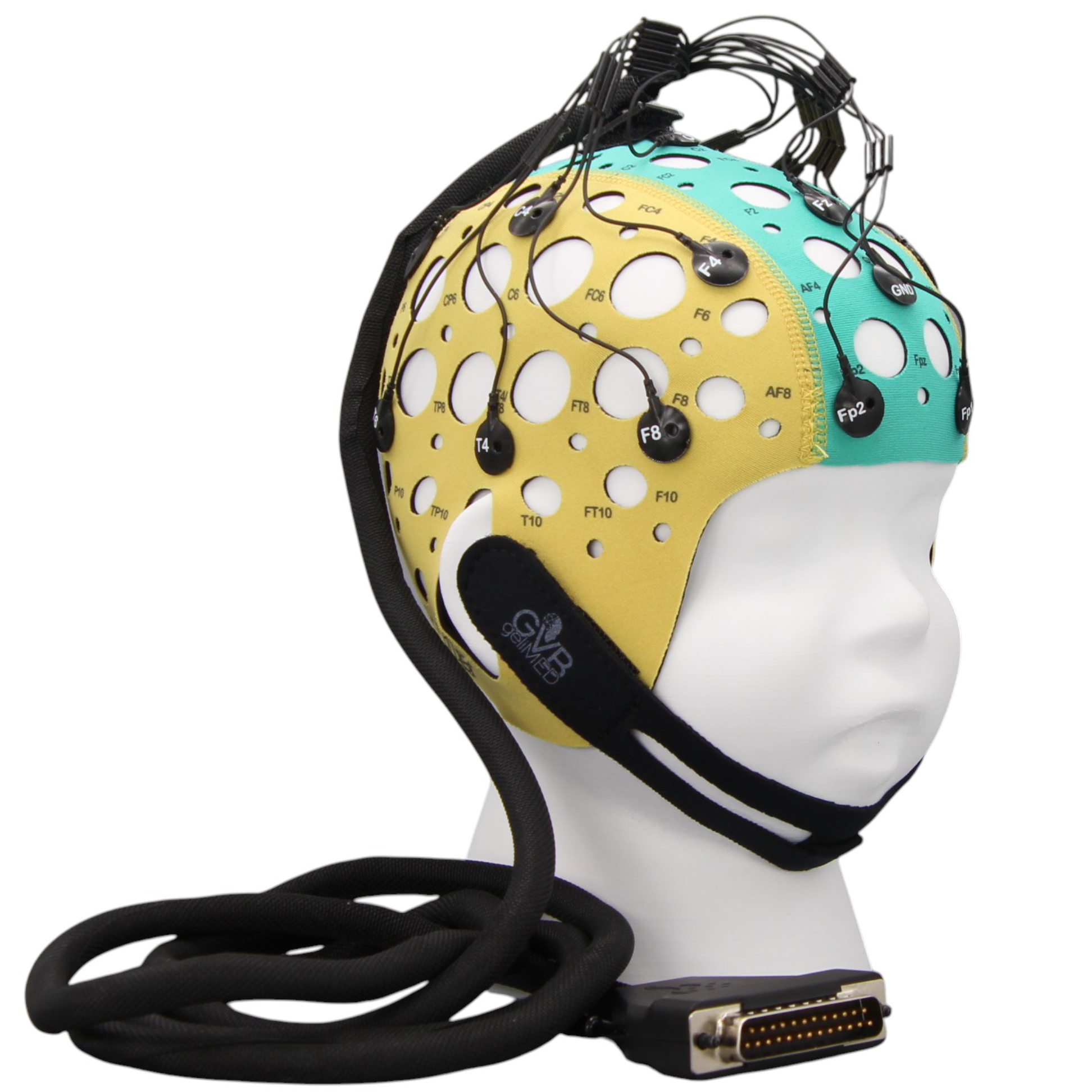 MultiCap-Flat 39-45cm 21 Elektroden gelb/grün